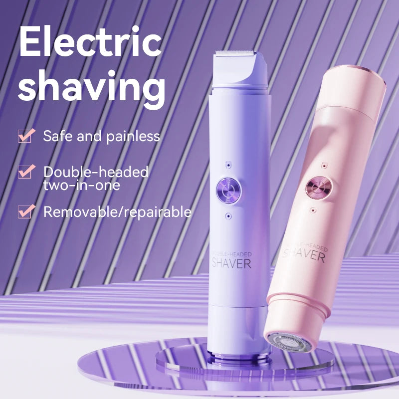 Double Head Electric Epilator Women Rechargeable Painless Hair Remover Shaver for Body Private Areas Bikini Gentle Trimming