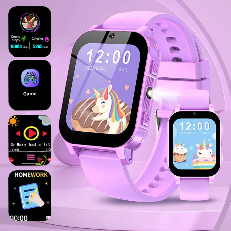 Smart Watch for Kids Puzzle Games HD Touch Screen Camera Music Player Pedometer Alarm Clock Calculator Flashlight Kids Watches