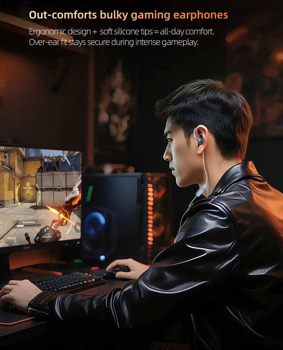 KZ Gale In-Ear Gaming Earphones 7.1 Stereo E-sports Bass Metal Earbuds for Video Game Stage Live Wired Headphones With HD Mic