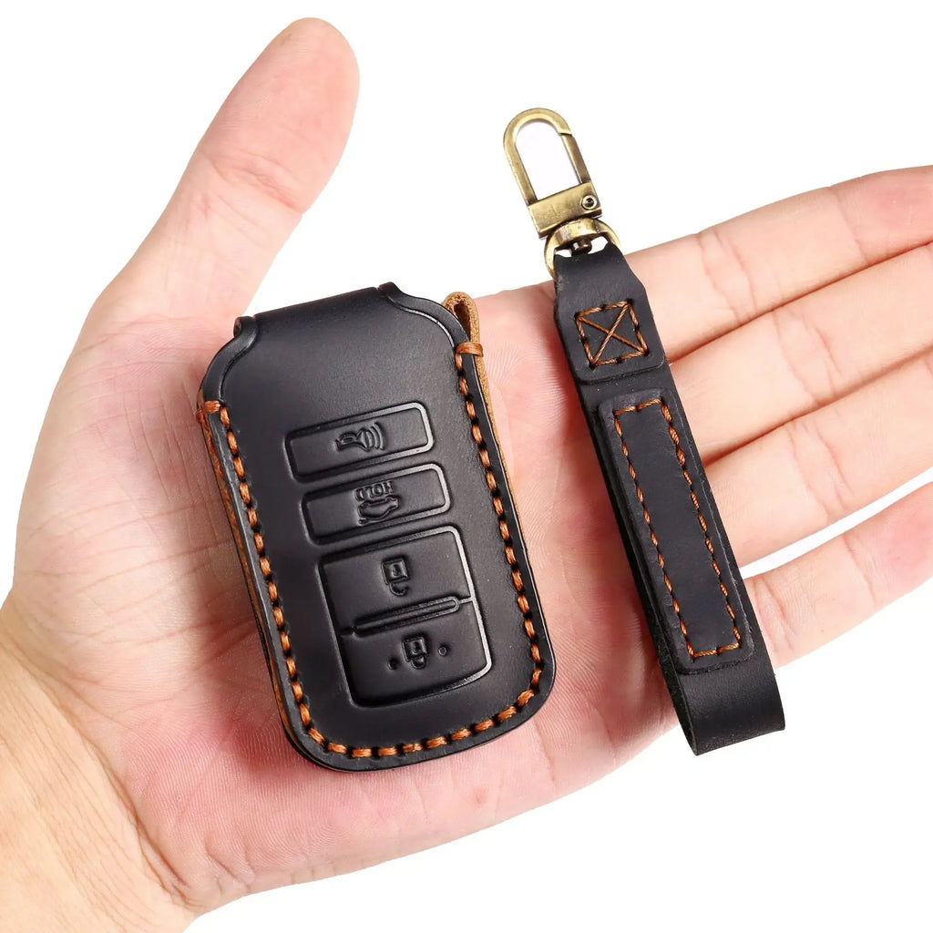 Luxury Leather Car Key Case Cover Fob Protect for Kia 4 Button Sorento K900 K7 Cadenza Accessories Keychain Holder Shell Bag