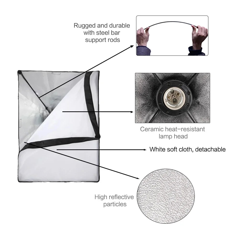 Photographic Equipment Photo Studio Photography Soft Box Kit With Tripod Video 50x70cm Softbox Photo Box