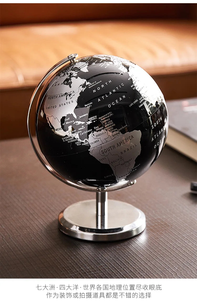 Globe Model for Decoration, Modern Office Desk Decor with Bookcase Study Bar  Living Room  Desktop Layout Display