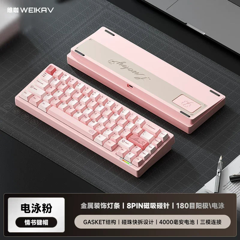 WEIKAV lucky65 V3 Gaming Keyboard Wireless Aluminum Alloy RGB Tri-mode Bluetooth Mechanical Keyboard CNC Gasket Quick Release