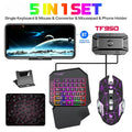 Mechanical Gaming Keyboard Kit 5 In 1 Set One Hand Keyboard 5D Mechanical Gamer Mouse Converter Mobile Game Pro Converter