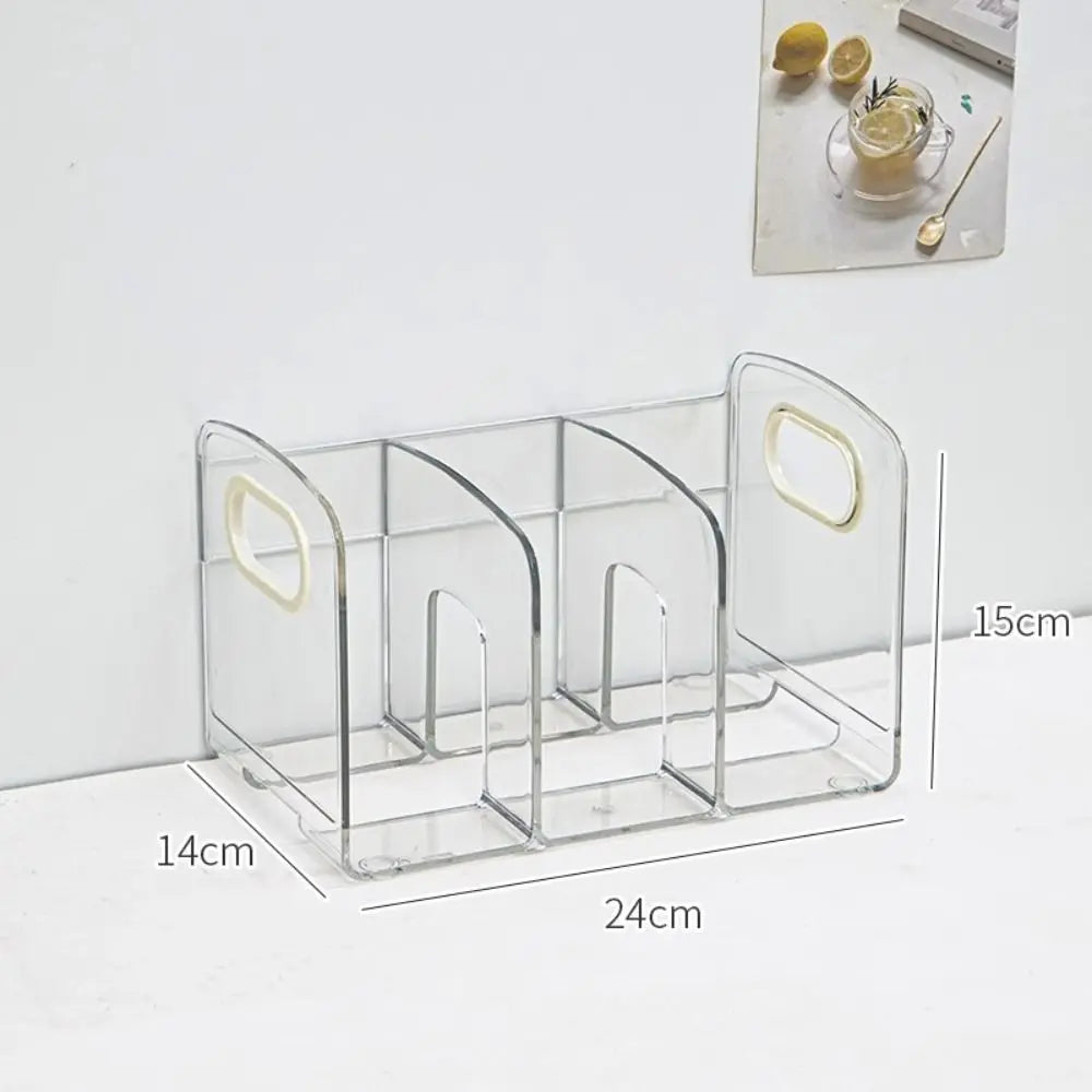 Desktop Organizer Save Space Handle Bookends Transparent Durable Divider Book Stand Simple Display Desk Storage Rack Minimalism