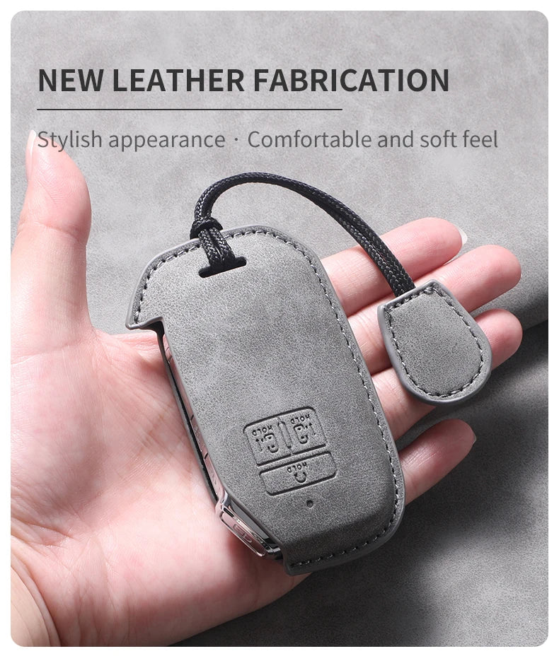 7 Bottons Leather Car Key Case Fob Cover For Kia Carnival K7 2021 2022 Car Remote Key Case Cover Shell Fob Keychian Accessories