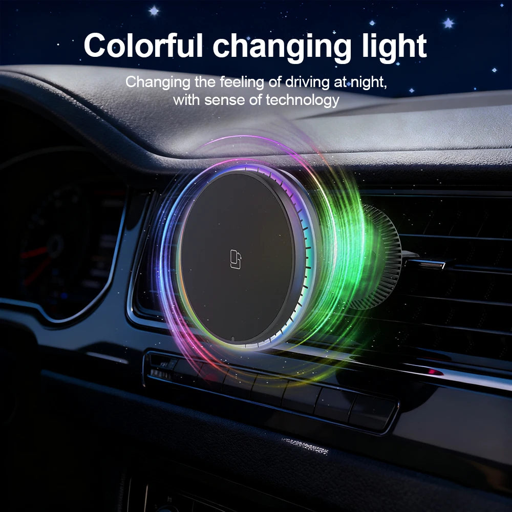 Fast charging car charger, car phone holder, wireless magnetic charger, compatible with Magsafe heat dissipation for iPhone/RG