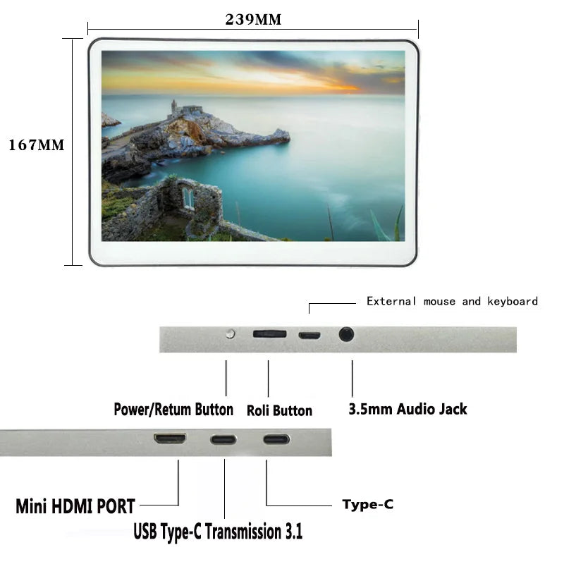 10.1/10.5Inch Portable Monitor HDMI-Compatible Laptop second screen Gaming Extended Display For Switch/PS4/Xbox/ZGYNK
