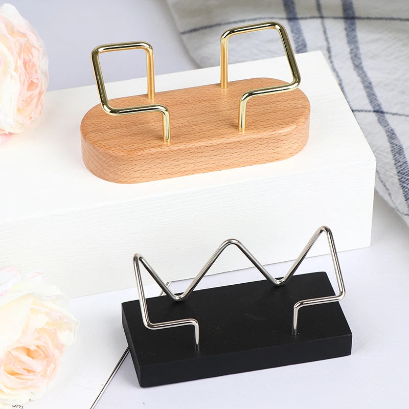 Desktop Business Card Holder, Solid Wood Display Stand for Office