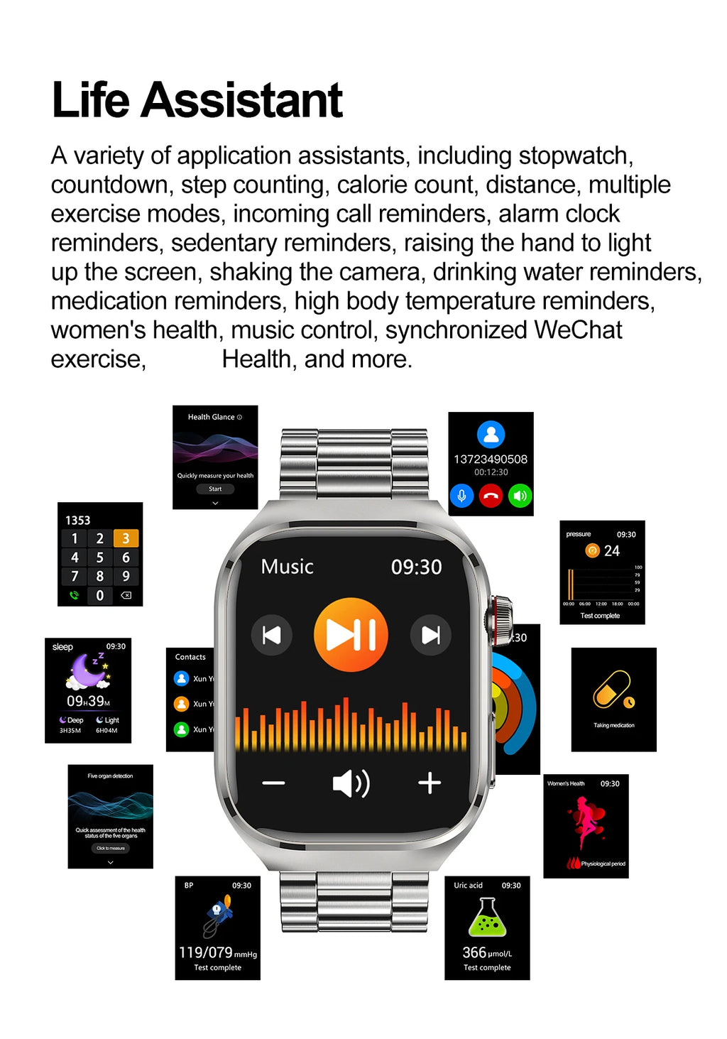 2026 New Smart Watch 2.04-inch AMOLED Screen Bluetooth Call IP68 Waterproof 650mA Sports Smartwatches Men Android Military-Grade