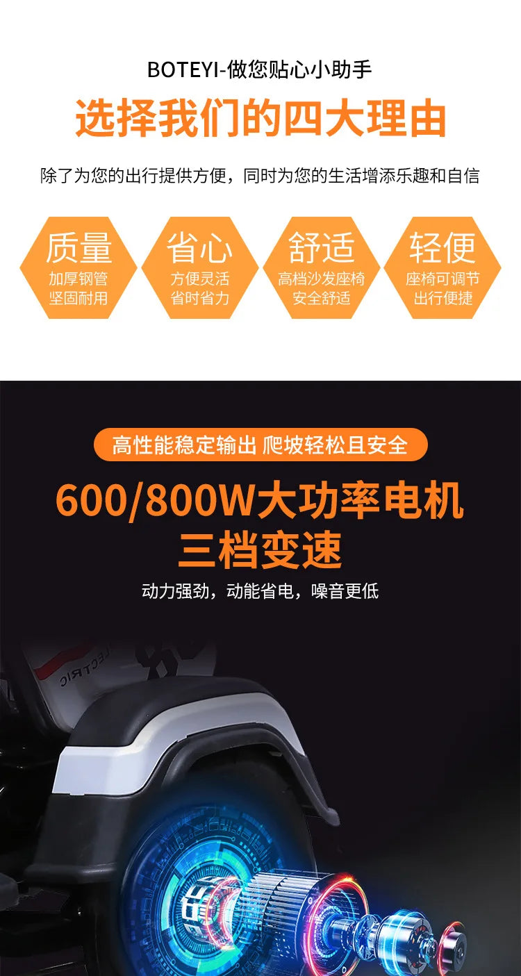 1000W 20ah Electric tricycle adult elderly scooter small household mini female Electro bike range 60km