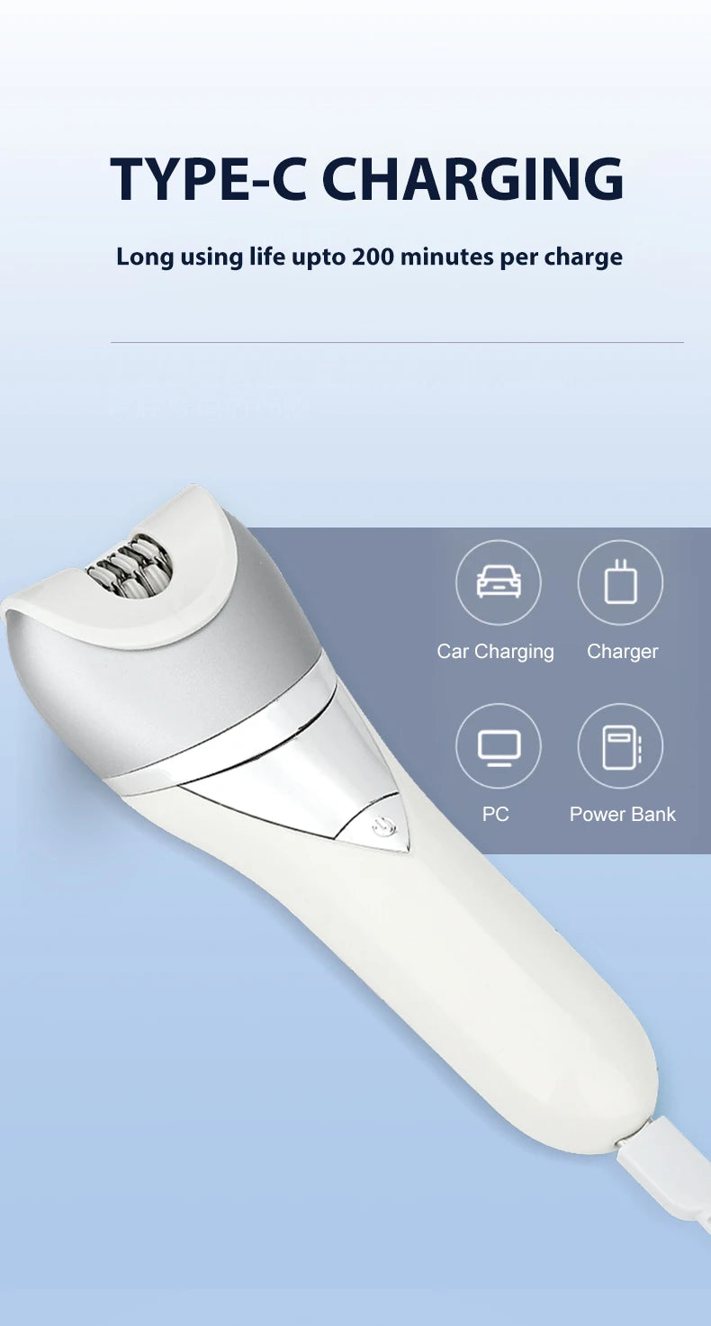 7in1 Electric Hair Removal for Women Bikini Trimmer Razor Massager Foot Callus Remover Waterproof Body Epilator Facial Razor