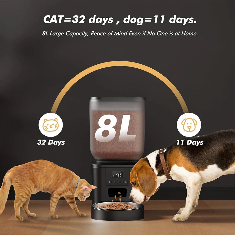FURPIPI Smart 8L Automatic Pet Feeder with Timer USB & Battery Powered Slow Feed Dispenser for Cats and Dogs No Plug Included