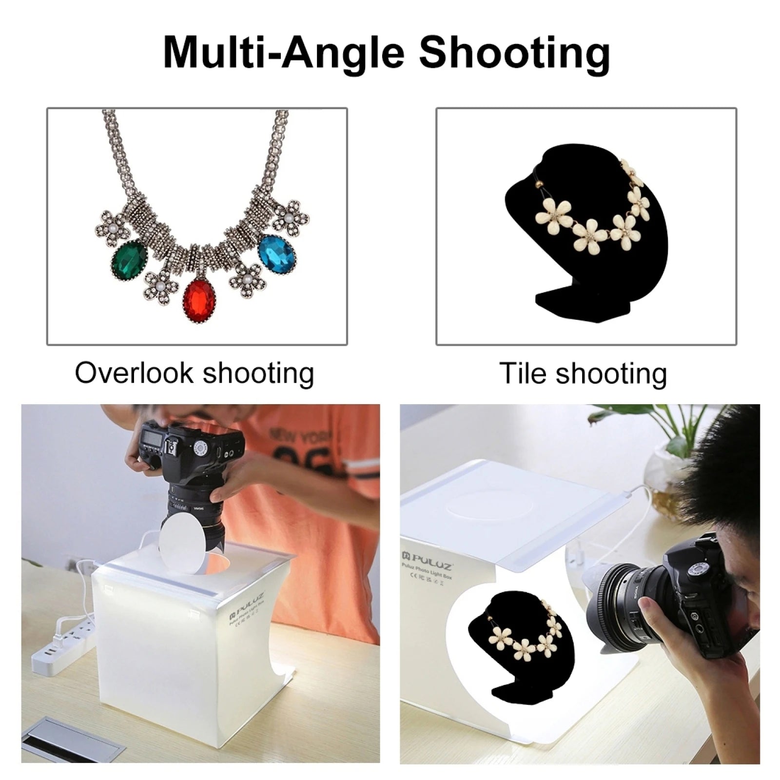 Profession Mini Folding Lightbox Photography Photo Studio Softbox 2 LED Light Soft Box Photo Background Kit for DSLR Camera