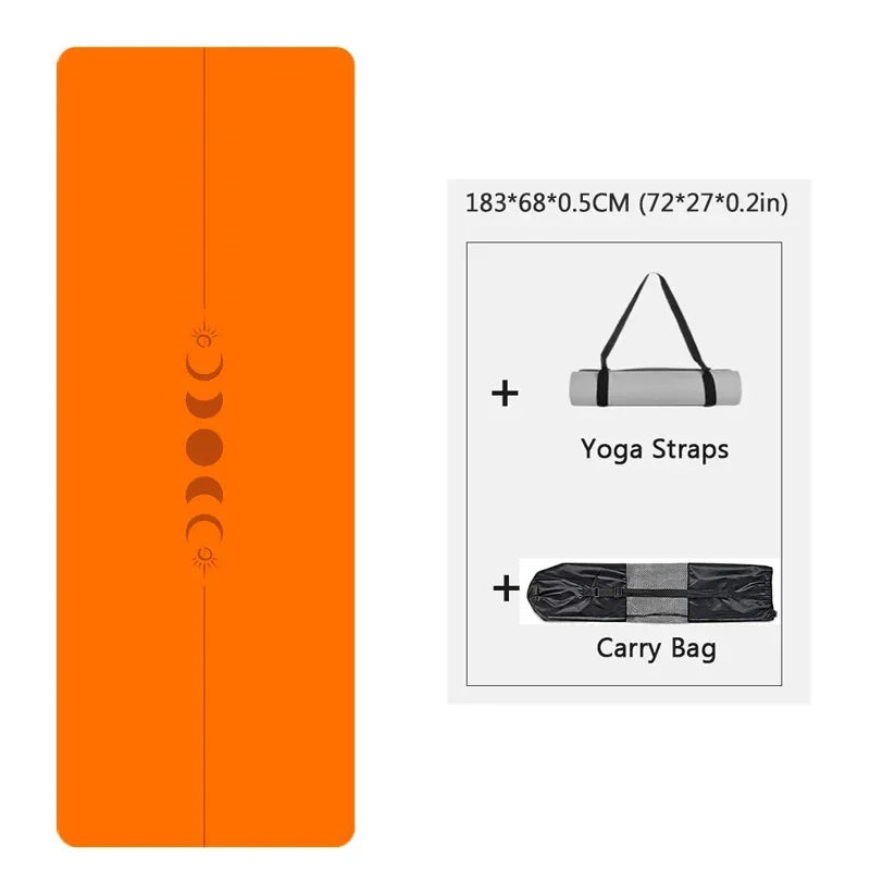 183cm Natural Rubber PU Yoga Mat Thickened, Widened, Shock-absorbing Non-slip, Sweat-absorbent, Sun-moon Fitness Meditation Mat