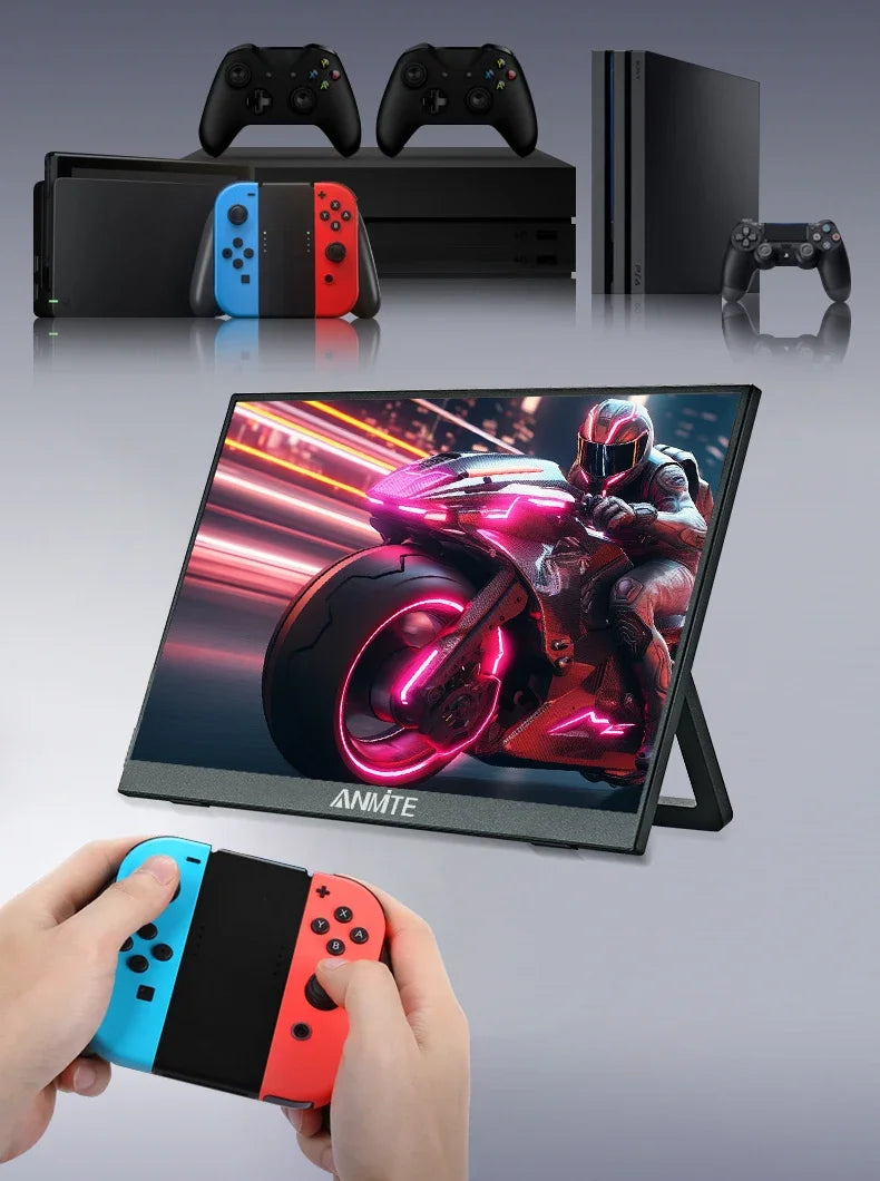 Anmite 14/16-Inch Portable Touch Monitor 1200P HDR 16:10 Low Blue Light For XBox PS4 / 5 Switch Cell Phone PC Loptop Extension