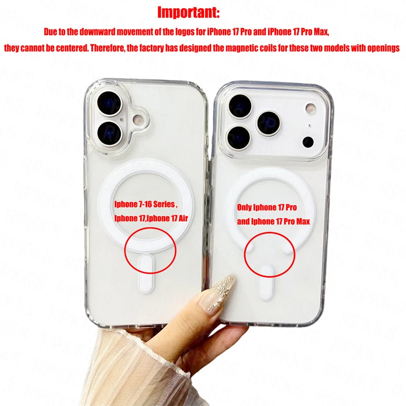 Magsafe Magnetic Wireless Charging Case For iPhone 17 16 15 14 13 12 11 Pro Max 16e iPhone 17 air Cover Cases