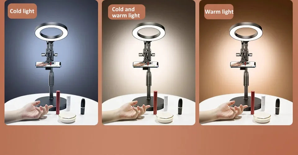 Ring Lamp Desktop Stand Lighting Professional Live Broadcast Fill Light For Nail Art With Tripod LED Ring Light Phone Holder