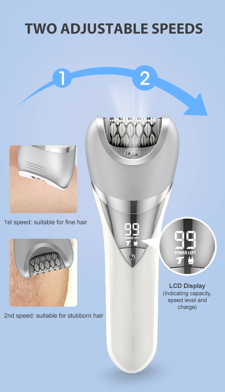 7in1 Electric Hair Removal for Women Bikini Trimmer Razor Massager Foot Callus Remover Waterproof Body Epilator Facial Razor