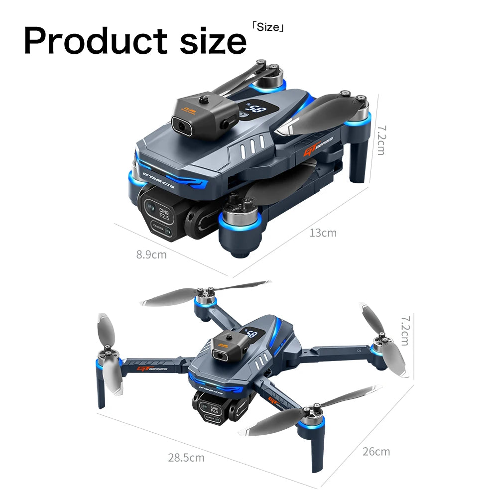 NEW GT8 Drone Obstacle Avoidance Belt 4.3-inch Screen Brushless 2.4G Optical Flow 8K HD Dual Camera Foldable Quadcopter Aircraft