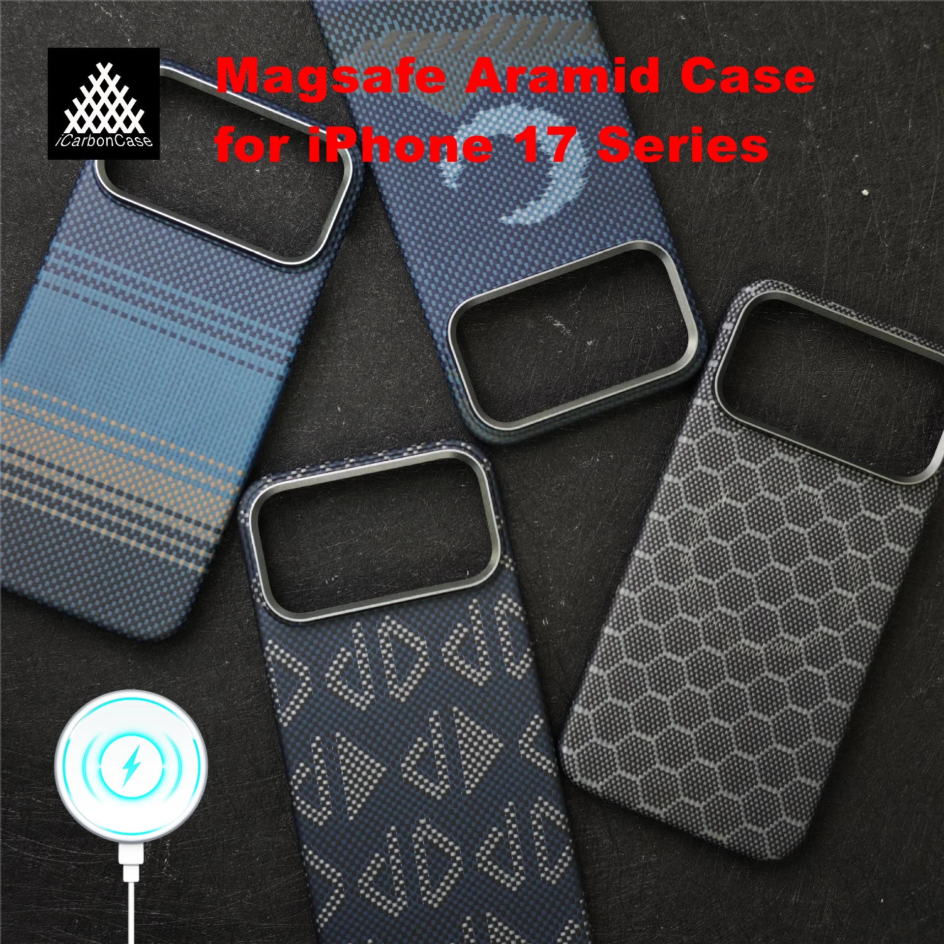 For iPhone 17 Pro Max 17 Air with Magsafe Magnetic Wireless Charging Real Kevlar Aramid Carbon Fiber Ultra thin Protective Case