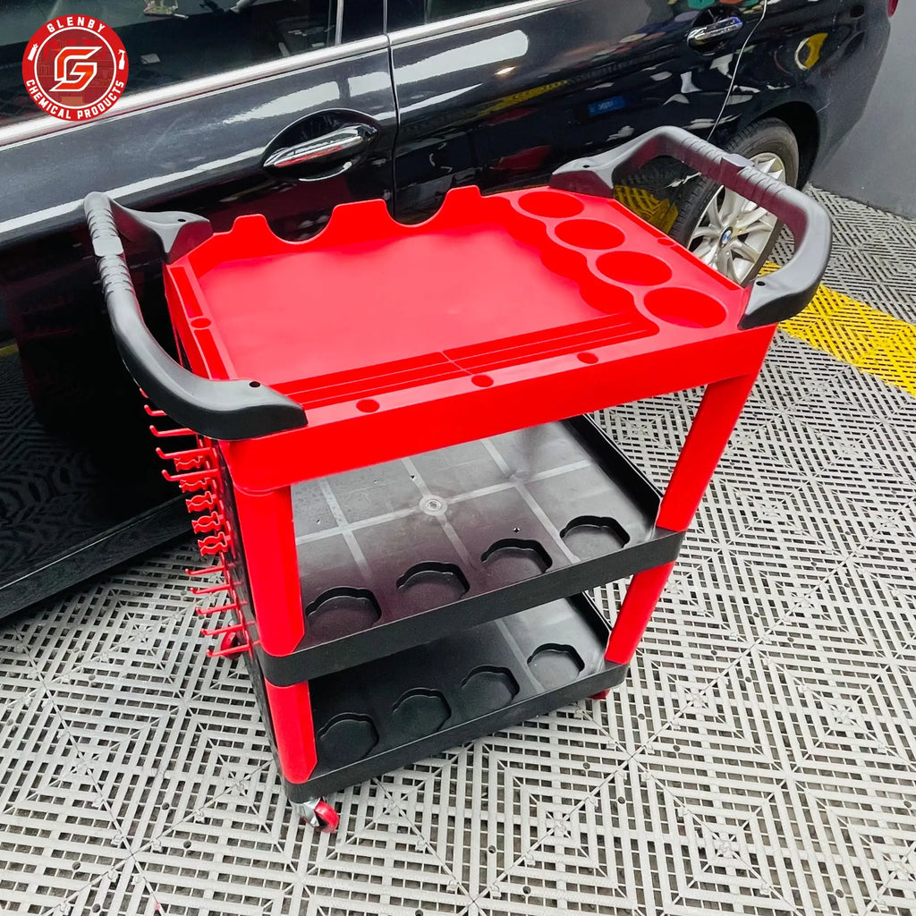 Car Wash Shop Car Beauty Tool Car Special Multi-function Plastic Three Layers Mobile Storage Trolley Shelf Toolbox