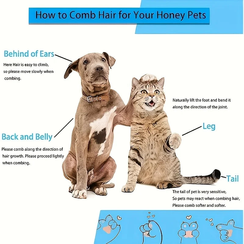 Easy Clean Pet Grooming Brush with Self-Cleaning Button, Gentle Shedding Tool for Cats Dogs Loose Hair, 4 Seasons Use