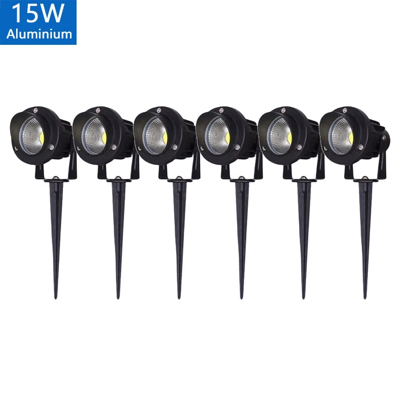 LED Garden Lawn Lamp 5W 10W 15W Outdoor Waterprof IP65 220V110V12V24V Landscape Spike Bulb Garden Path COB Lawn Spotlights