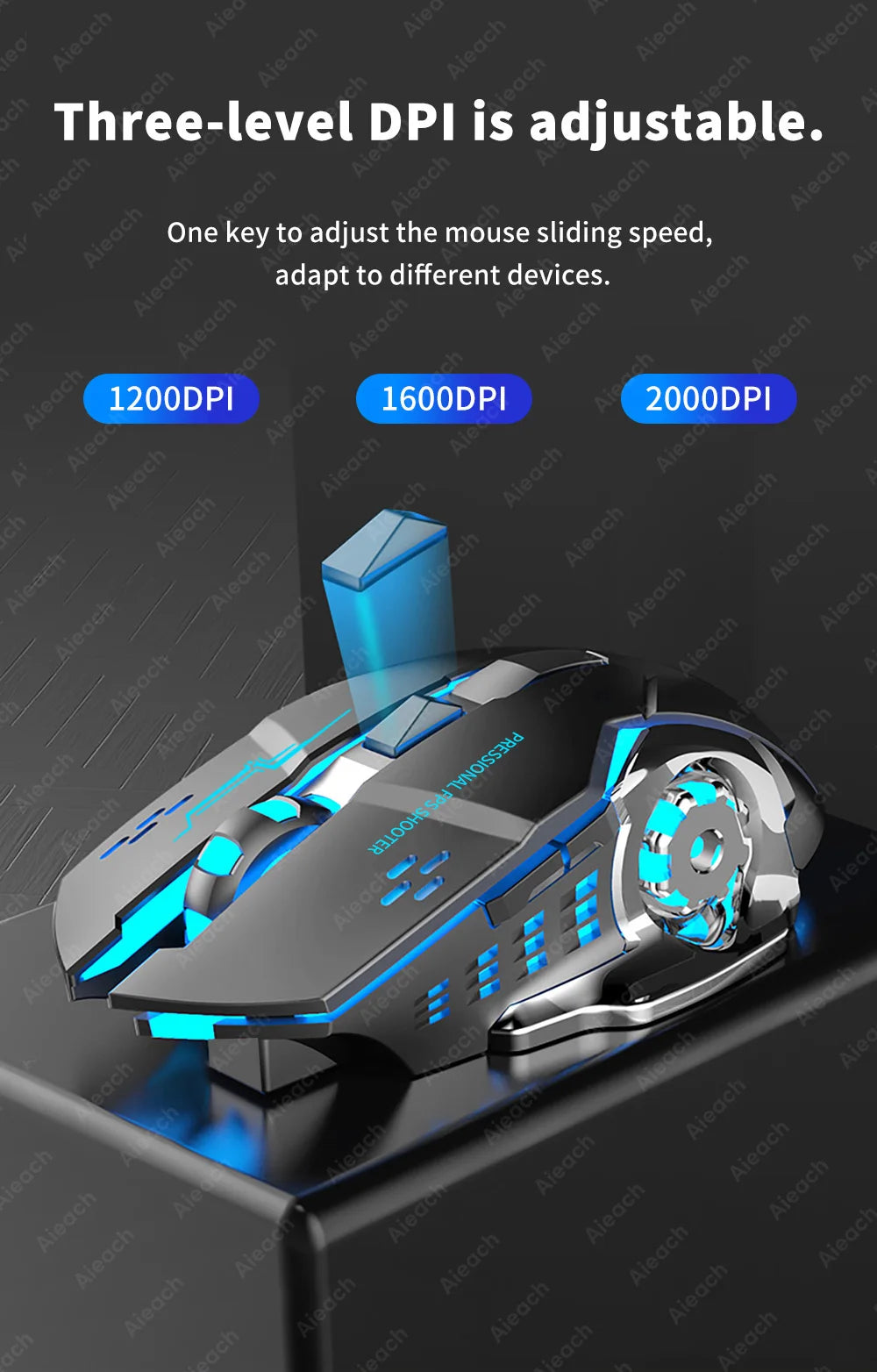 Wireless Bluetooth Gaming Mouse 2.4g USB Rechargeable Ergonomic Mechanical Backlight Design for Laptop PC Computer Gamer