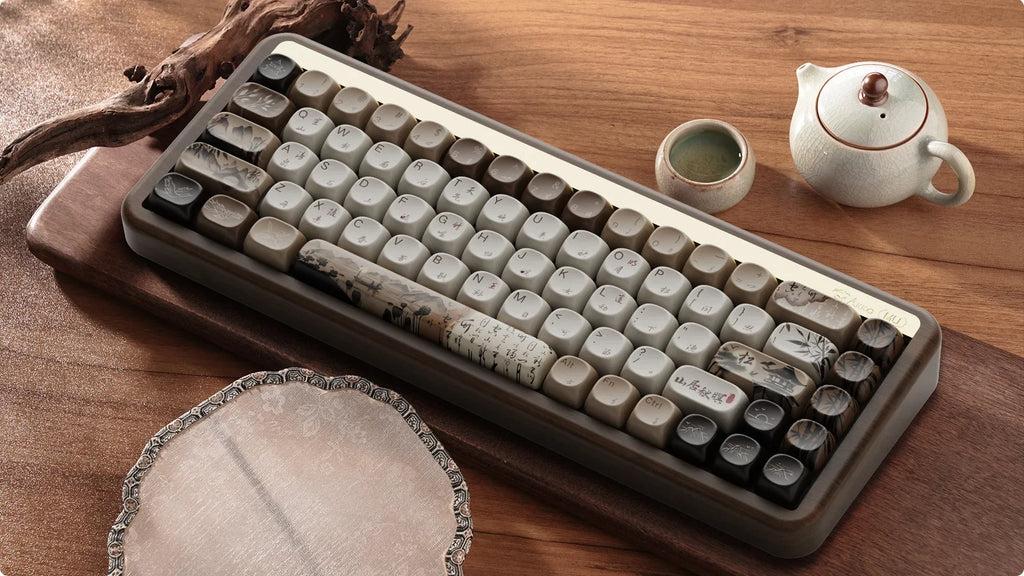 MU01/2 68key Wooden Mechanical Keyboard MOA Profile Custom RGB Hot-swappable BT 5.0/2.4G Wireless & Type-C Wired Gaming Keyboard
