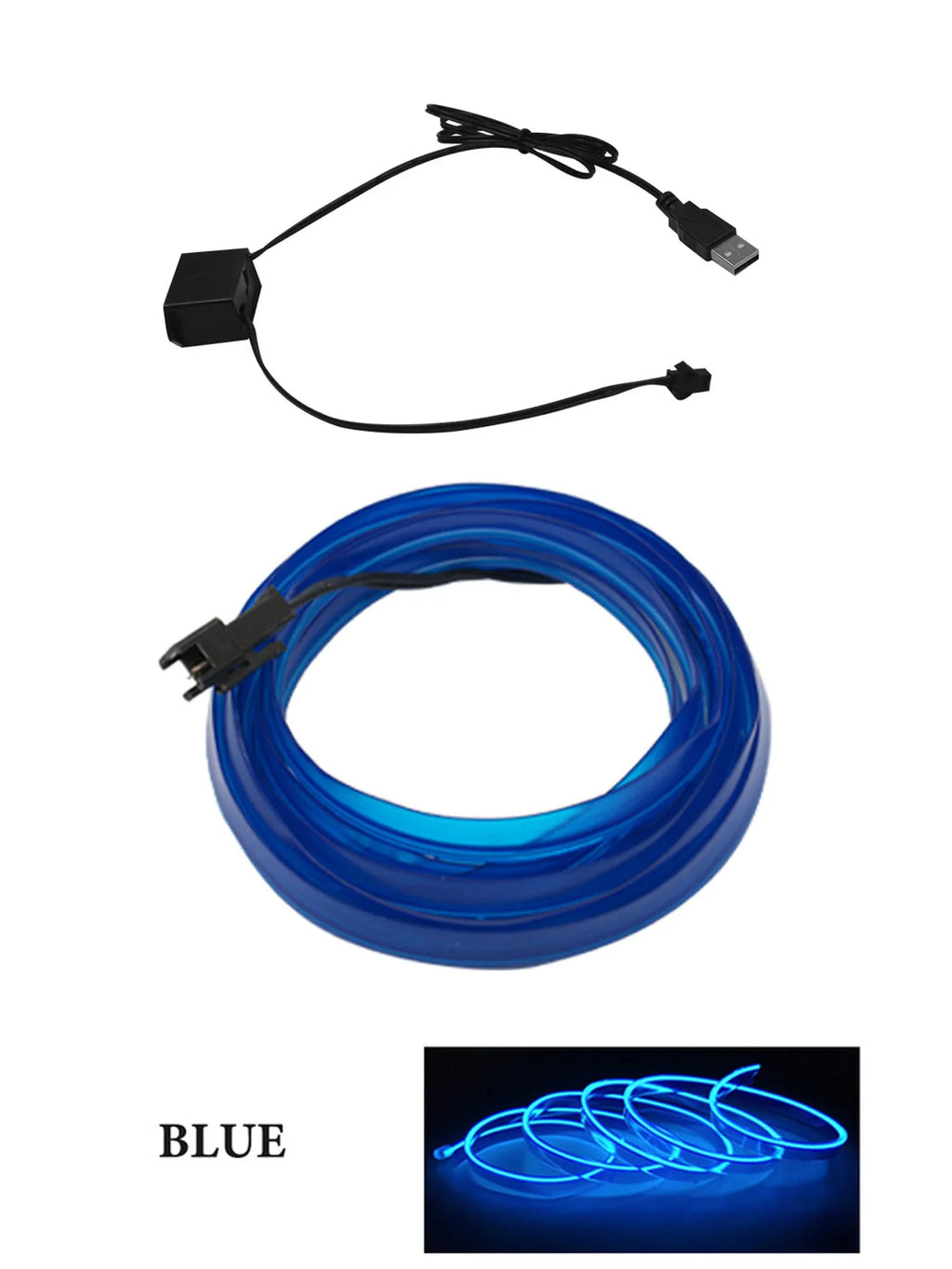 Car Interior Atmosphere Lighting LED Strip DIY Flexible EL Cold Light Line Tube With USB Auto Decoration Ambient Lamp