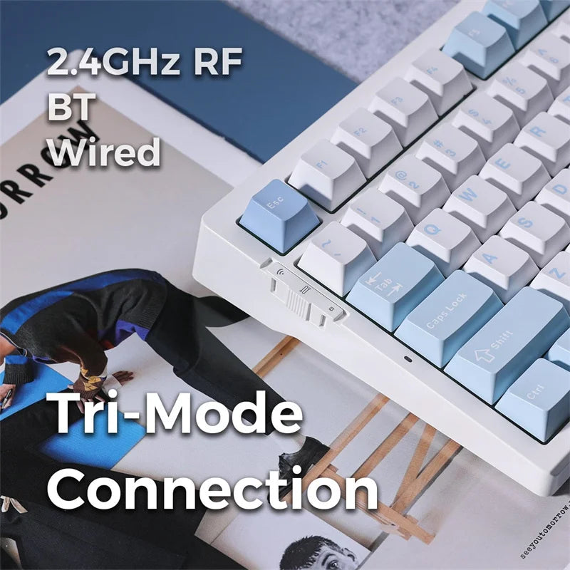 G75 Pro Mechanical Keyboard Customized Tri-mode Wireless RGB Hot Swap 8000mAh PBT Gasket Bluetooth E-sports For PC Gaming