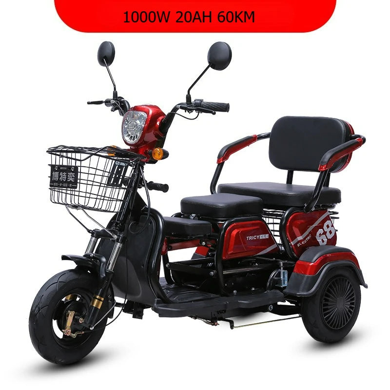 1000W 20ah Electric tricycle adult elderly scooter small household mini female Electro bike range 60km