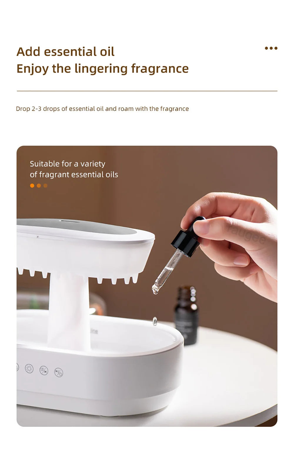 Humidifier Essential Oils Diffuser Raindrop Music Humidifier Home Fragrance Aromatherapy Diffuser Colorful Light Air Humidifier