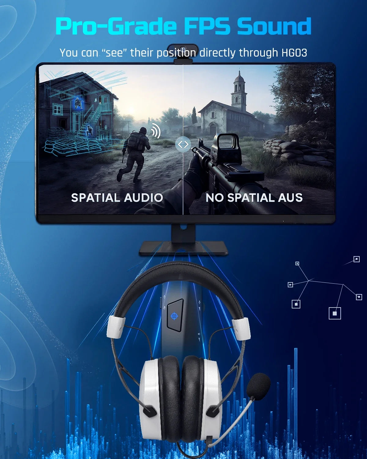 NUBWO HG03 USB-A Gaming Headset with 7.1 Surround and FPS Sound Wired Headphones with Noise Canceling Mic Comfortable Design