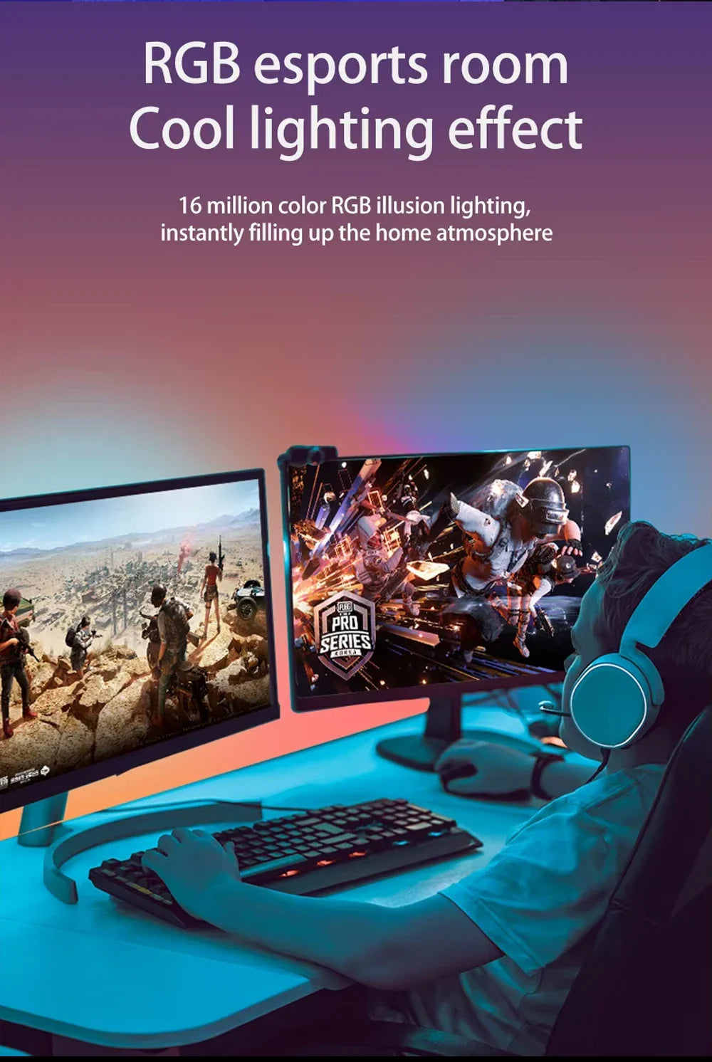 USB Computer Sync Light Strip PC Strip Lights 24 27 32 34 Inch Monitor RGB Screen LED Backlight for Gaming Room Atmosphere Decor