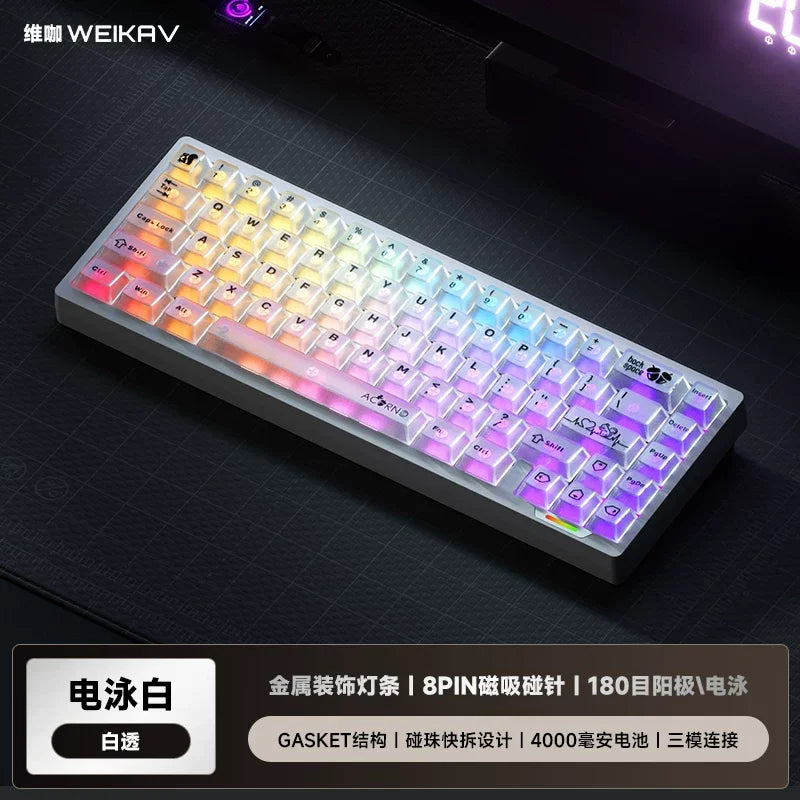 WEIKAV lucky65 V3 Gaming Keyboard Wireless Aluminum Alloy RGB Tri-mode Bluetooth Mechanical Keyboard CNC Gasket Quick Release