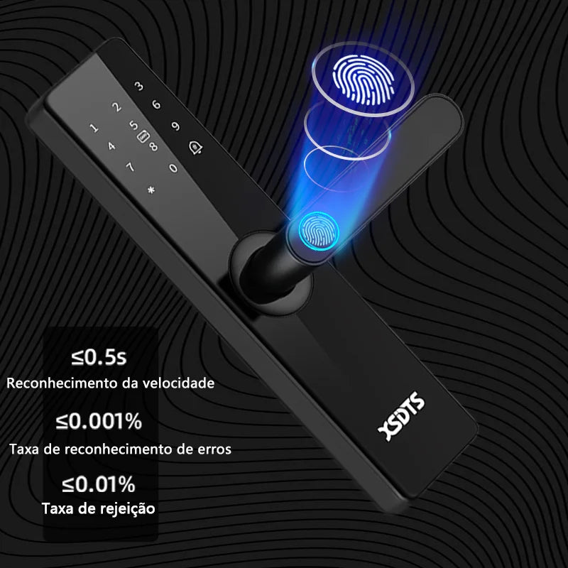 Electronic Smart Door Lock With Biometric Fingerprint Smart Card Password Key Unlock USB Tuya APP Emergency Charge lock For home