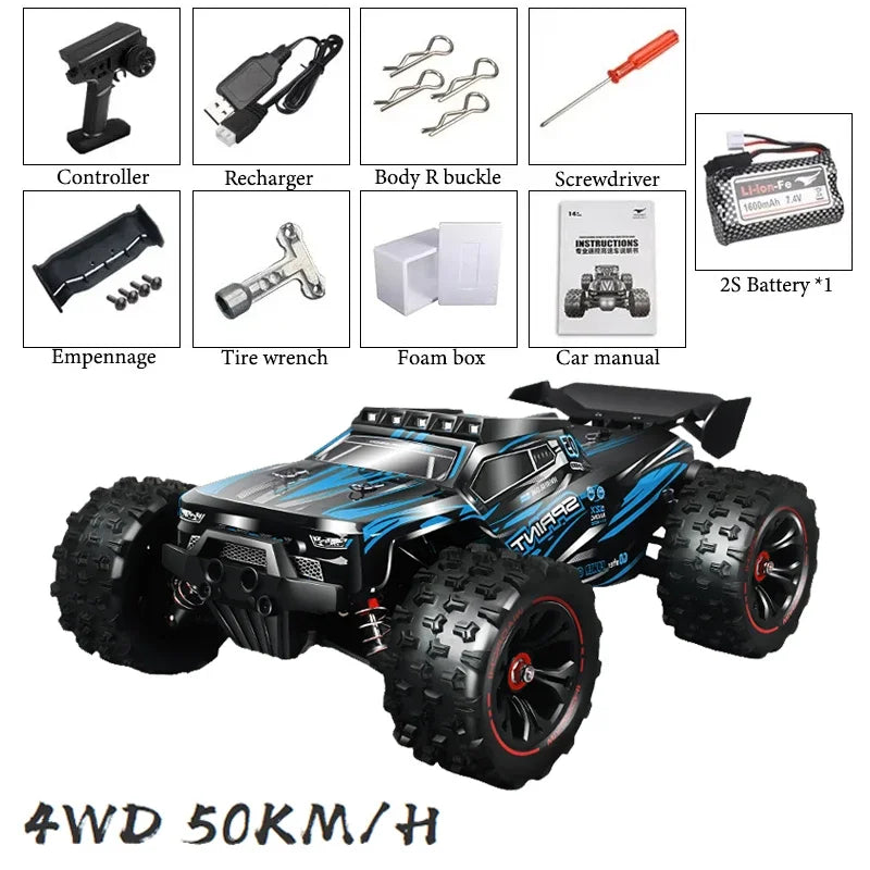 1:16 85KM/H Or 50KM/H 4WD RC Car With LED Remote Control Cars High Speed Drift Monster 4x4 Truck for Kids vs Wltoys 124017 Toys