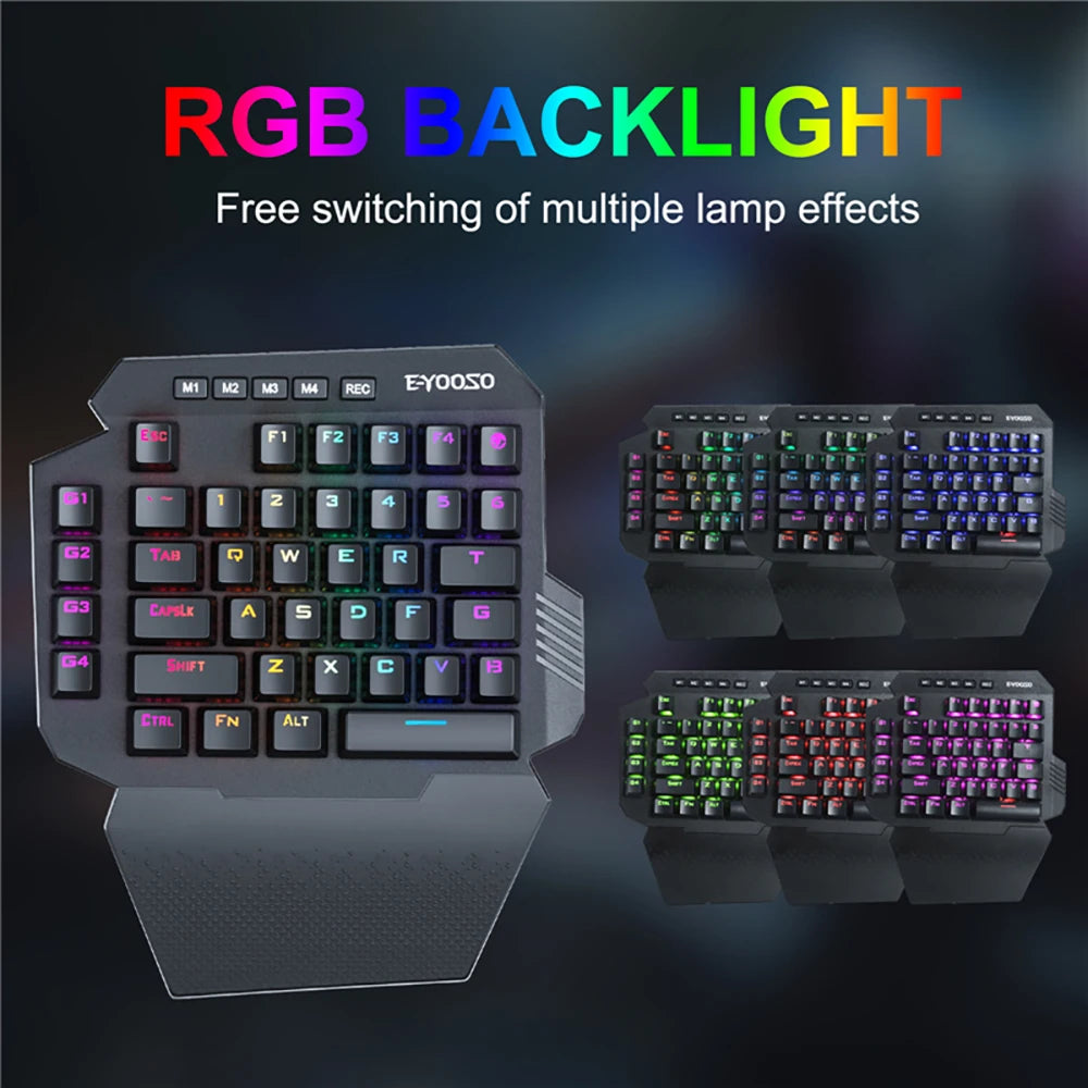 Mini One-Handed Gaming Mechanical Keyboard RGB Backlit 39 Keys 2.4G Wireless Keyboard Wrist Game Keypad for PS4,Laptop,PC Gamer