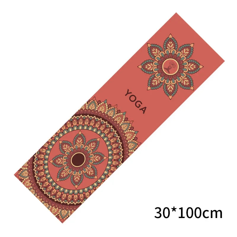 30*100cm Printed Yoga Towel Portable Double Layer Non-Slip Mat Protection Yoga Exercise Pad Quick Drying Pilates Towel Blanket