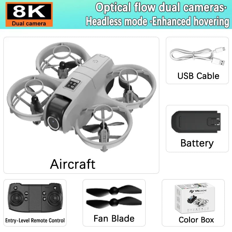 2026New Dual Camera Drone YP6 Aerial Photography Aircraft 5GWIFI Brushless Motor Remote Control Optical Flow Hover Aircraft Gift