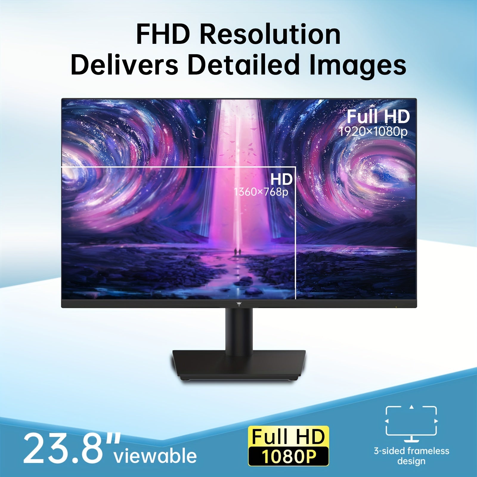 24" Full HD KTC Monitor - High-Performance 1080P Gaming Monitor with 100Hz FreeSync, HDR10, VESA Mount, ZeroFrame Design, Adjustable Tilt, VGA, Earphone Ports - Ideal PC Work Monitor for Office and Gaming Enthusiasts