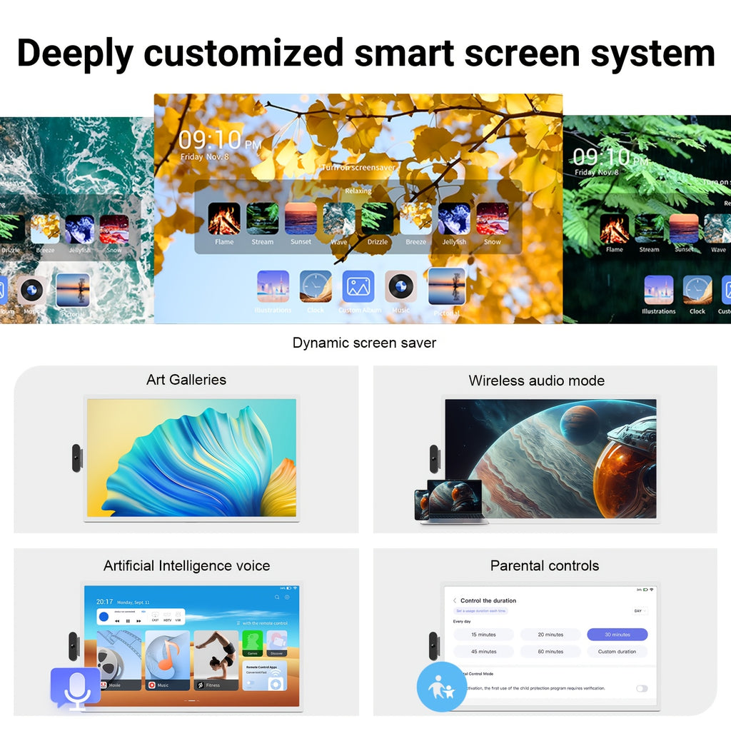 Apolosign 32 Inch Portable TV, Smart Screen, Portable Monitor With Touch Screen, 8GB+128GB, 6800mAh Battery, 1080P, Camera 8MP, Rotation Rolling, Voice Remote Control Mobile TV, Android OS, Built-in Battery, Gaming Monitor, G