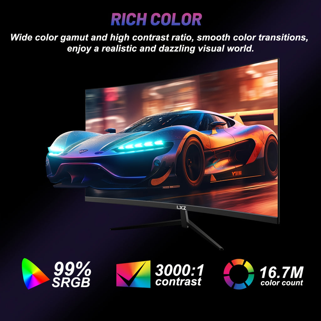 LXZ 32 Inch Curved Gaming Monitor 180Hz, 2K QHD(2560×1440P), 1500R PC Monitor, Frameless, Computer Display With FreeSync Technology, Wall Mountable, Gift For Boys Girls, Christmas Gift, Birthday Gift