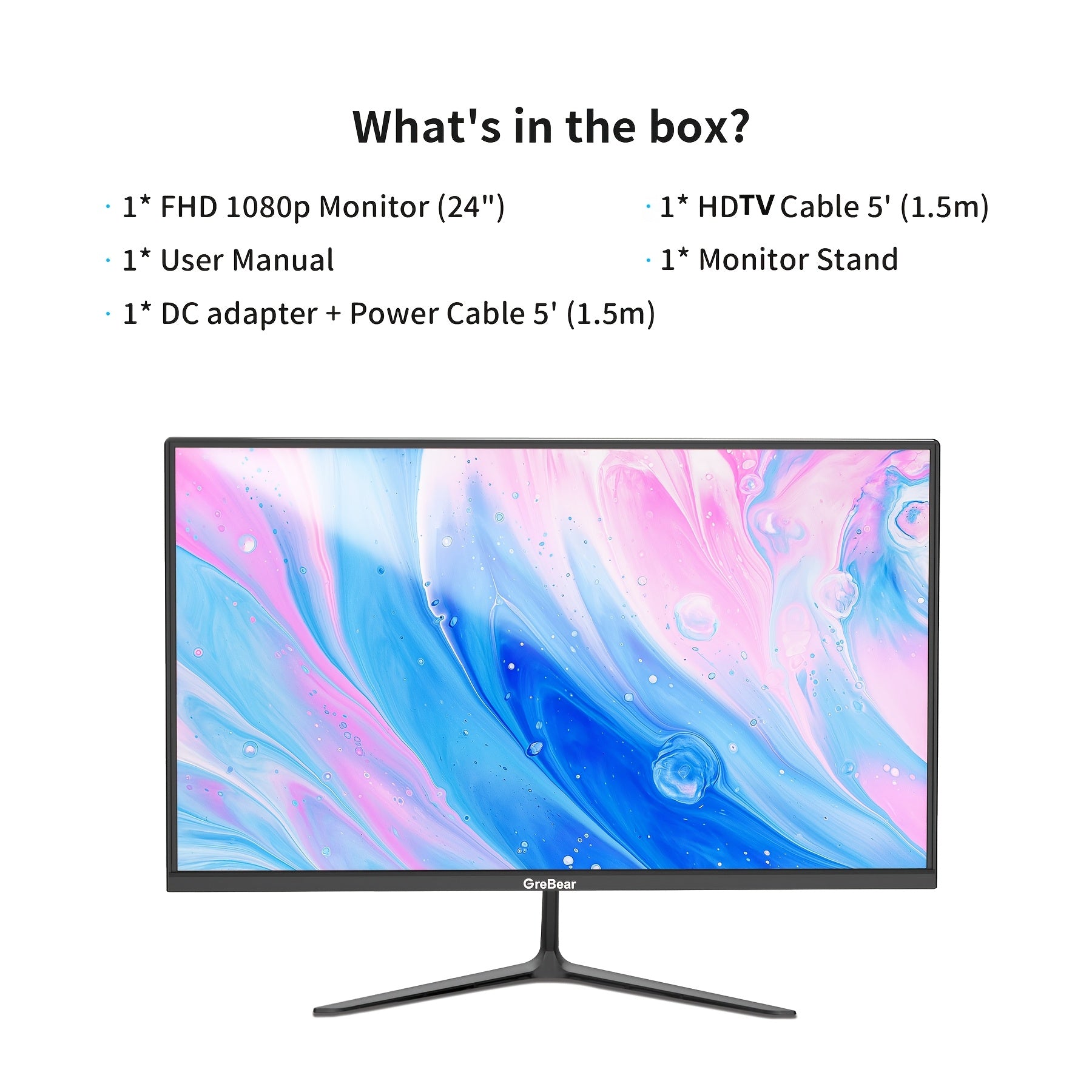 GreBear 24/27" FHD IPS Gaming Monitor - 1080P, 75Hz Refresh Rate, 99% SRGB, Low Blue Light, Anti-Glare LED Desktop Display with HDTV/VGA/Audio, Freesync & Tilt Adjustment