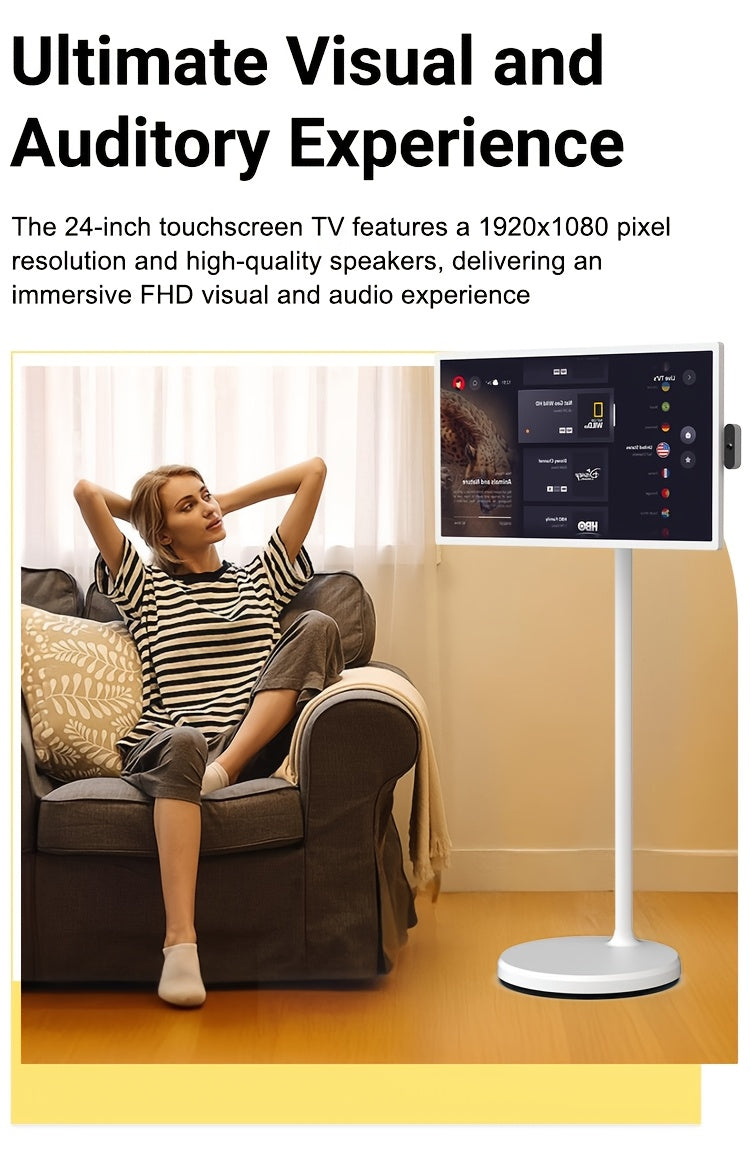 Apolosign 32 Inch Portable TV, Smart Screen, Portable Monitor With Touch Screen, 8GB+128GB, 6800mAh Battery, 1080P, Camera 8MP, Rotation Rolling, Voice Remote Control Mobile TV, Android OS, Built-in Battery, Gaming Monitor, G