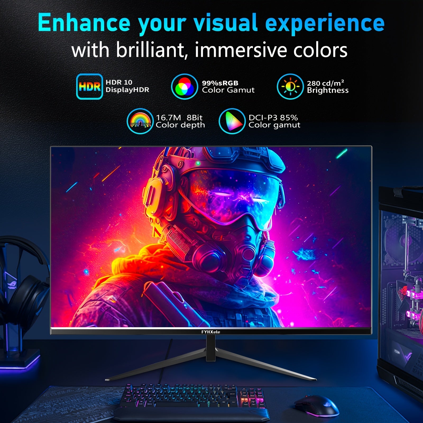 27-inch 170hz IPS Gaming Monitor, 1ms MPRT, QHD 1440P (2560X1440) Gaming Monitor, Support 144hz/165hz/170hz, AMD Freesync Premium Display, Eye Care, DisplayPort, HDTV, VESA Mount