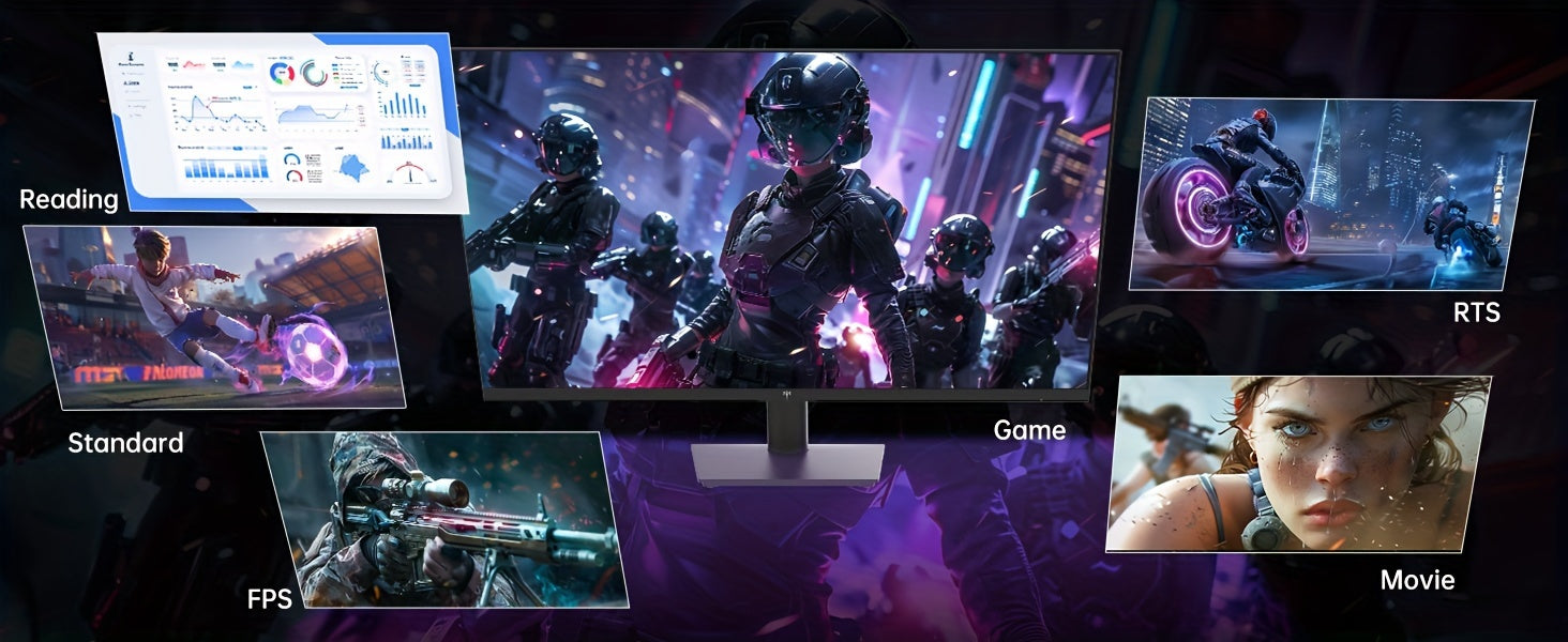 27" QHD 100Hz IPS Gaming Monitor - 2560x1440, 100% High Color Gamut, 123% SRGB, Anti-Blue Light, FreeSync & GSync, Ideal for Casual Gaming and Working