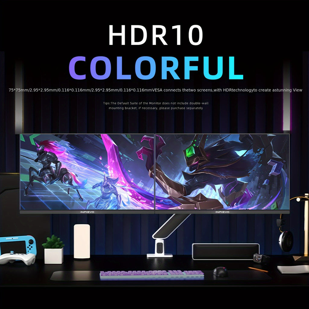 INFIEVO 23.8" FHD Gaming Monitor - Vibrant Cyberpunk Design, 100Hz Refresh Rate, Sleek Black with Red Accents, LCD Display, Tilt Adjustable Stand, US Plug, for Immersive Gaming Experience, Gaming Room Decor, INFIEVO
